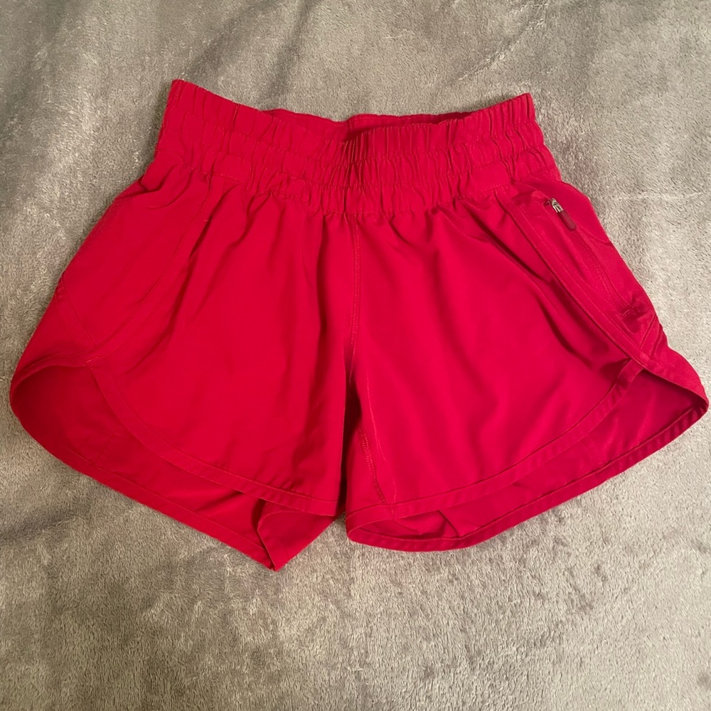 Red lululemon Tracker Shorts